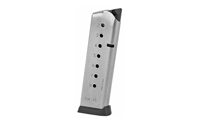 Mec-Gar 1911 Govt Handgun Magazine with Plastic Removable Buttplate & Follower .45 ACP HT Stainless Steel 8/rds High Cap - Image 2