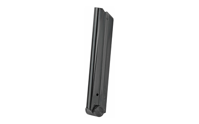 Black handgun magazine on white background