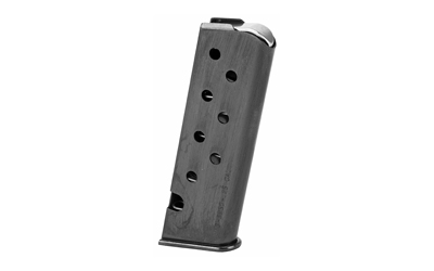 Pistol magazine with visible bullet holes.