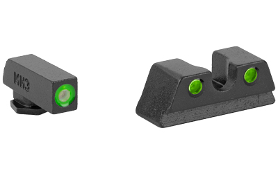 Fiber optic pistol front and rear sights