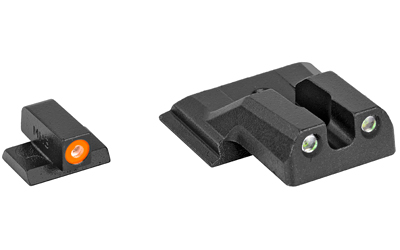 Black metal firearm front and rear sights