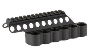 Black shotgun shell holder with top rail