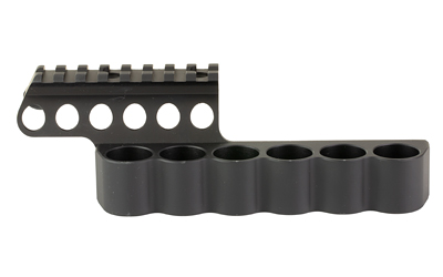 Black shotgun shell holder with Picatinny rail