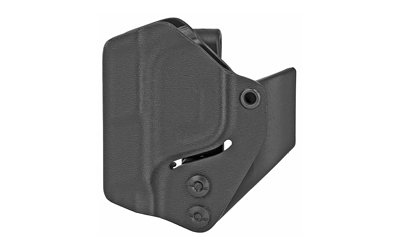 Black kydex paddle holster for firearm security.