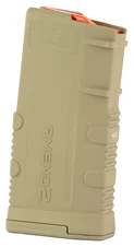 Tan polymer magazine, angled on white background.
