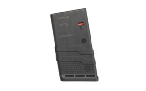 Black KR2-20 ammunition magazine, isolated on white background.