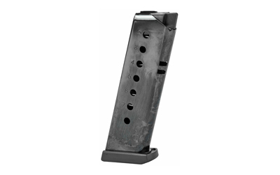 Pistol magazine with visible circular holes.