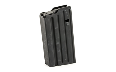 Rifle magazine standing upright on white background.