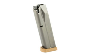Handgun magazine with tan base plate