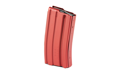 Red ammunition magazine isolated on white background.