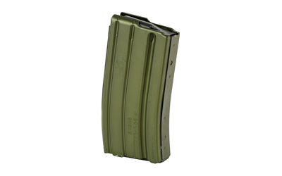 Green rifle magazine on white background