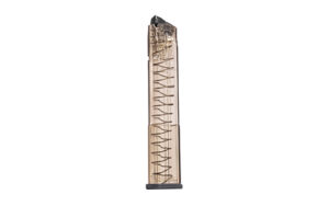 Extended gun magazine with transparent casing