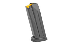 Handgun magazine with visible yellow follower