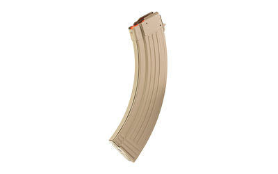 Curved rifle magazine isolated on white background.