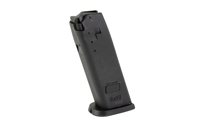 Black handgun magazine on white background