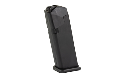 Black handgun magazine isolated on white background.