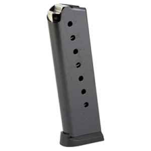Black ammunition magazine for handgun, isolated view
