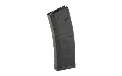 Black gun magazine, angled view.