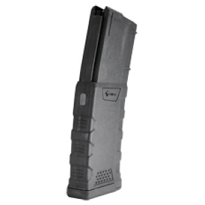 Tactical rifle magazine with grip texture.