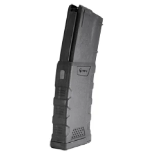 Tactical rifle magazine with grip texture.
