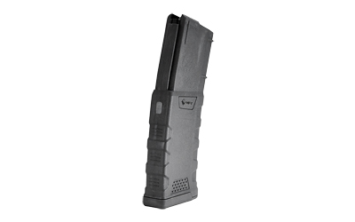 Tactical rifle magazine with grip texture.