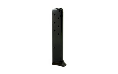 Black metal pistol magazine clip vertical view