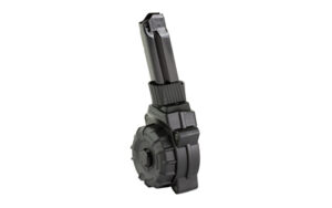 Handgun with attached drum magazine