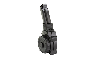 Handgun with attached drum magazine