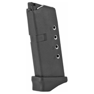 Black handgun magazine isolated on white background.