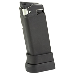Black gun magazine, side view, isolated on white.
