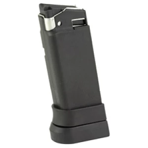 Black gun magazine, side view, isolated on white.