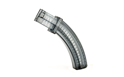 Transparent curved magazine for firearm ammunition