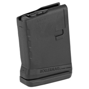 Black polymer rifle magazine, compact design