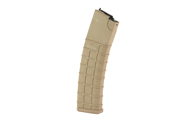 Tan rifle magazine on white background