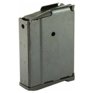 Metal ammunition magazine isolated against white background