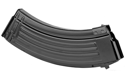 Curved rifle magazine on white background