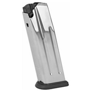 Silver gun magazine, standing upright, isolated view