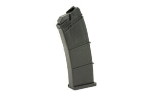 Curved rifle magazine on white background