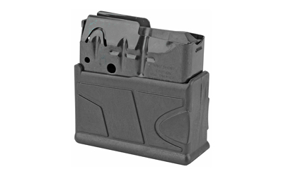 Gray detachable rifle magazine on white background