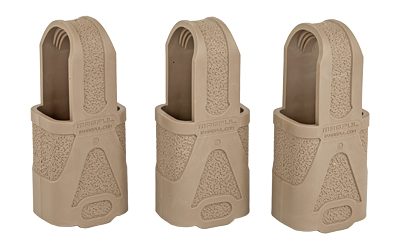 Three tan polymer tactical magazine pouches