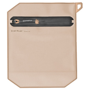 Brown case with black suitcase inside.