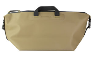Beige minimalist tote bag with black handles