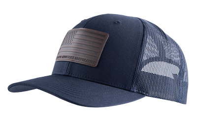 Navy blue trucker hat with mesh back