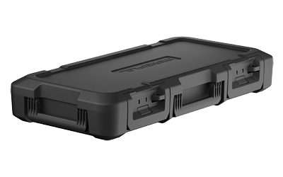 Rugged black portable equipment case on white background