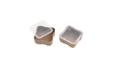 Brown plastic containers with clear lids