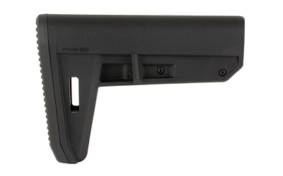 Black adjustable rifle stock on white background
