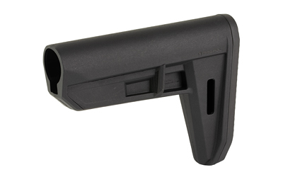 Black adjustable firearm stock on white background