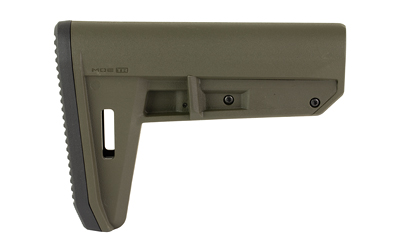Olive green adjustable rifle buttstock on white background