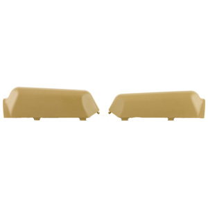 Tan armrest covers for vehicles, separated view.