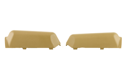Tan armrest covers for vehicles, separated view.